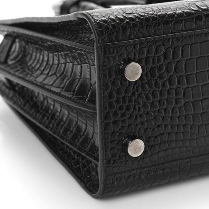 Saint Laurent Calfskin Crocodile Embossed Baby Sac De Jour Black 8 of 13