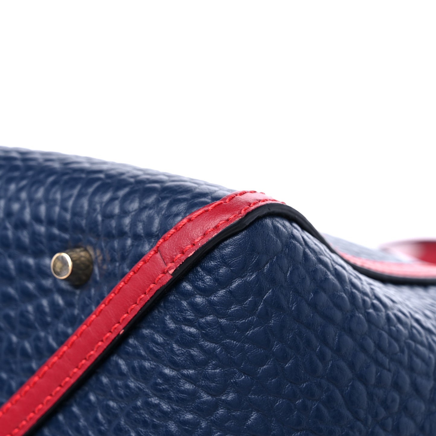 Grain Calfskin Small Canterbury Tote Parade Blue Carbon Red
