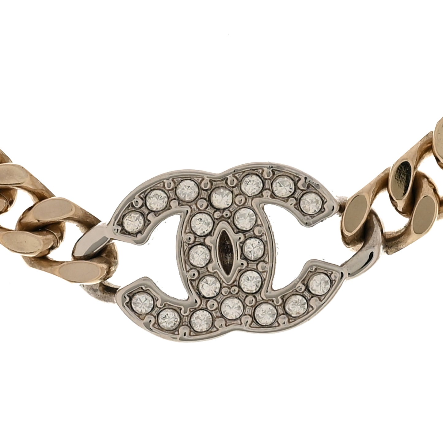 Crystal Chain CC Link Choker Gold Silver