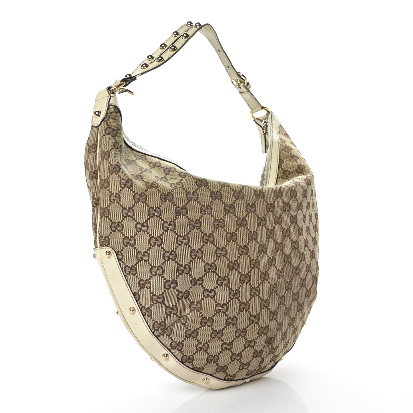 Monogram Large Biba Studded Hobo Off White
