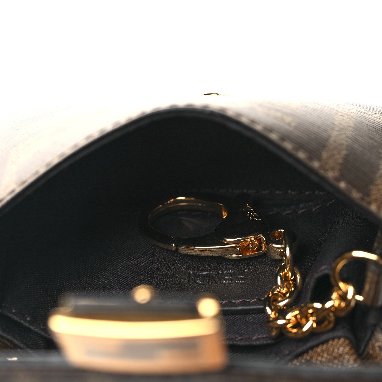 Fendi Glazed Fabric FF 1974 Nano Baguette Belt Charm Mogano Panna 5 of 11