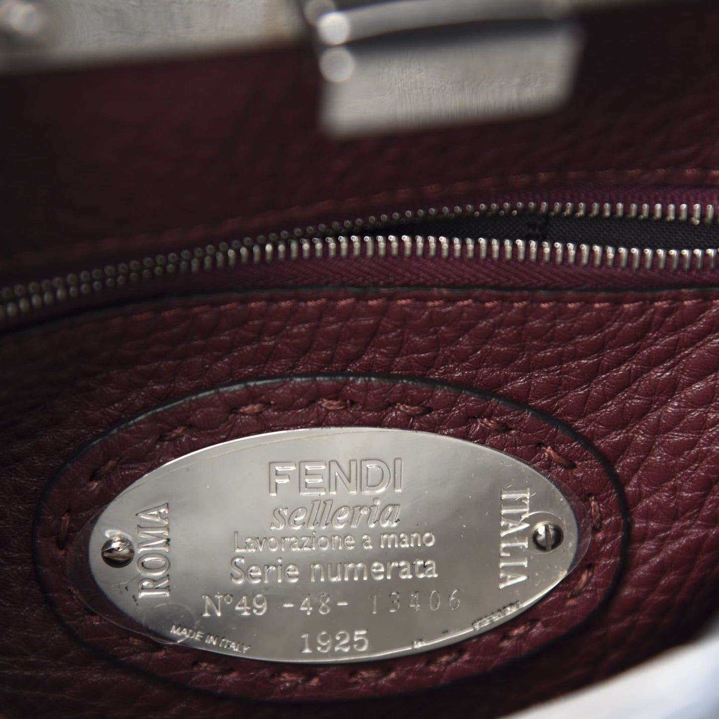 Calfskin Romano Selleria Bi-Color Mini Peekaboo Iconic Satchel Tempesta Bordeaux