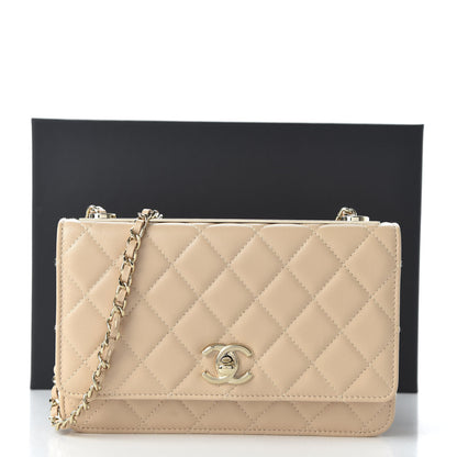 Chanel Lambskin Quilted Trendy CC Wallet On Chain WOC Beige 11 of 11