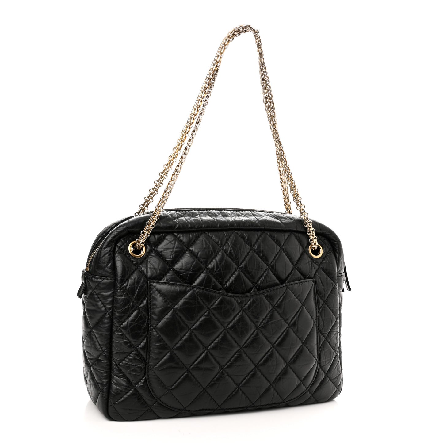 Aged Calfskin Quilted Large Reissue Camera Case Black