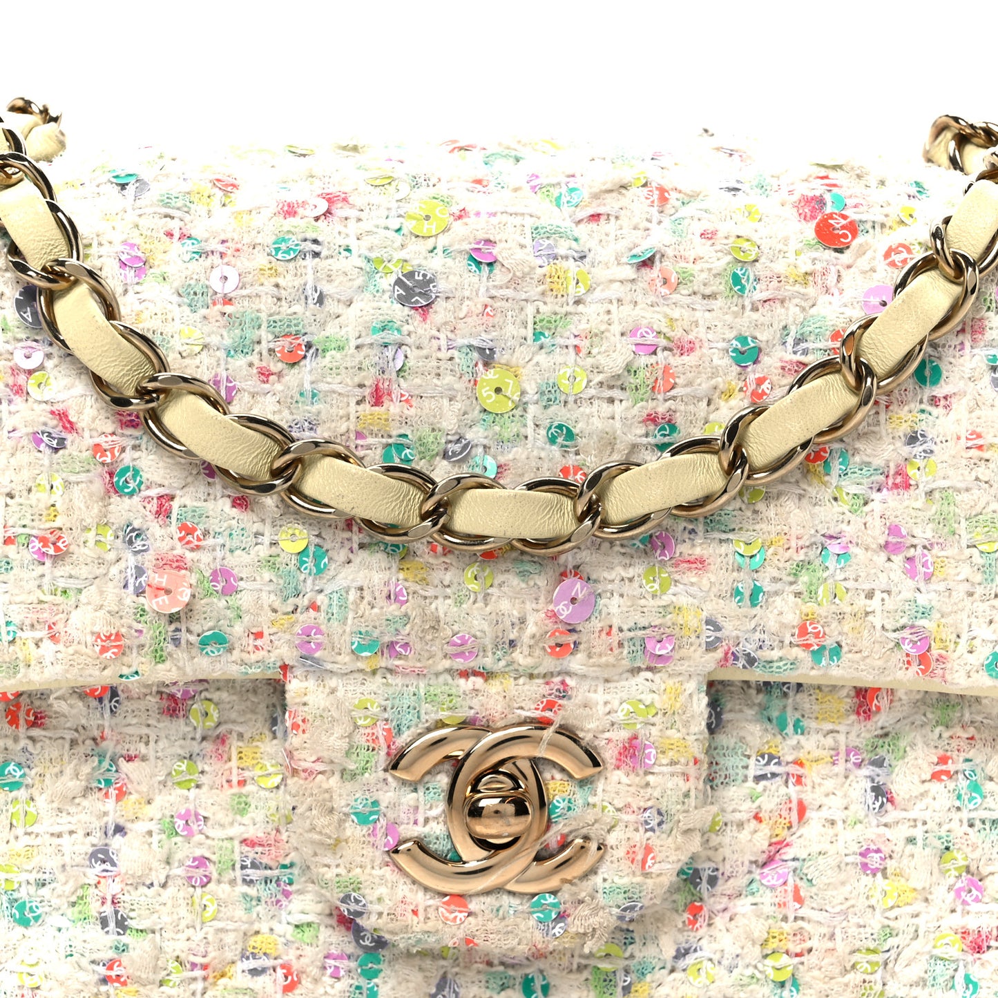 Tweed Quilted Mini Rectangular Flap Ecru Green Purple Red Yellow