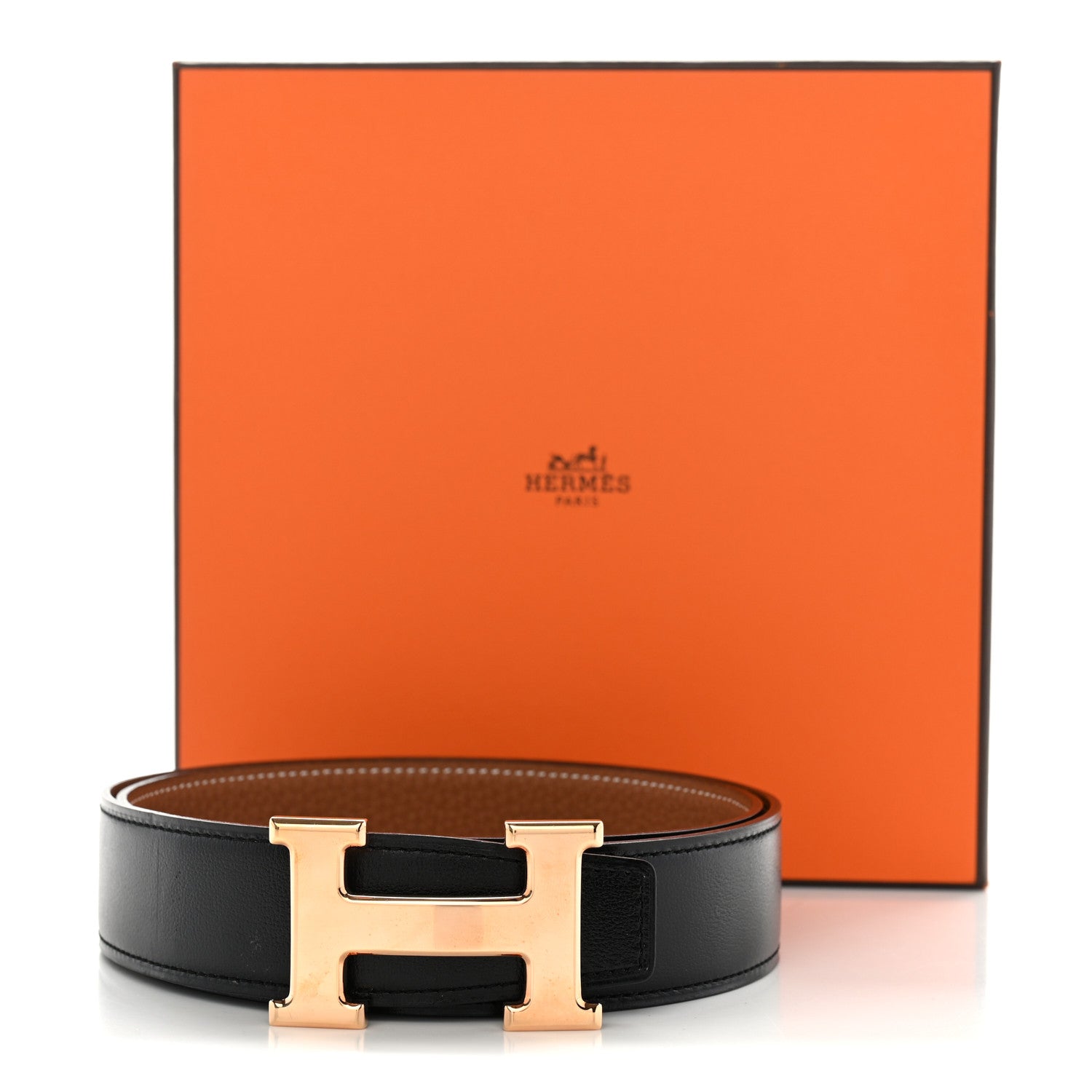 Hermes Box Togo 24mm Mini H Belt 80 32 Black Gold 6 of 6