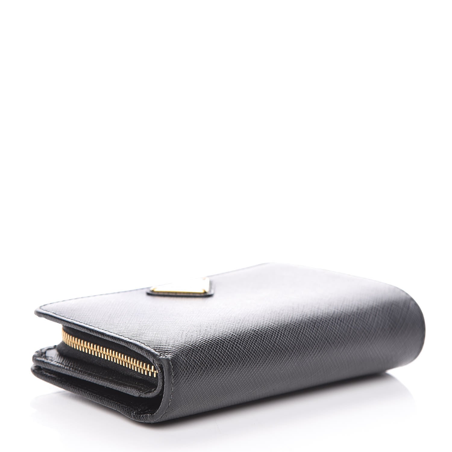 Prada Saffiano Compact Triangle Wallet Black 4 of 15