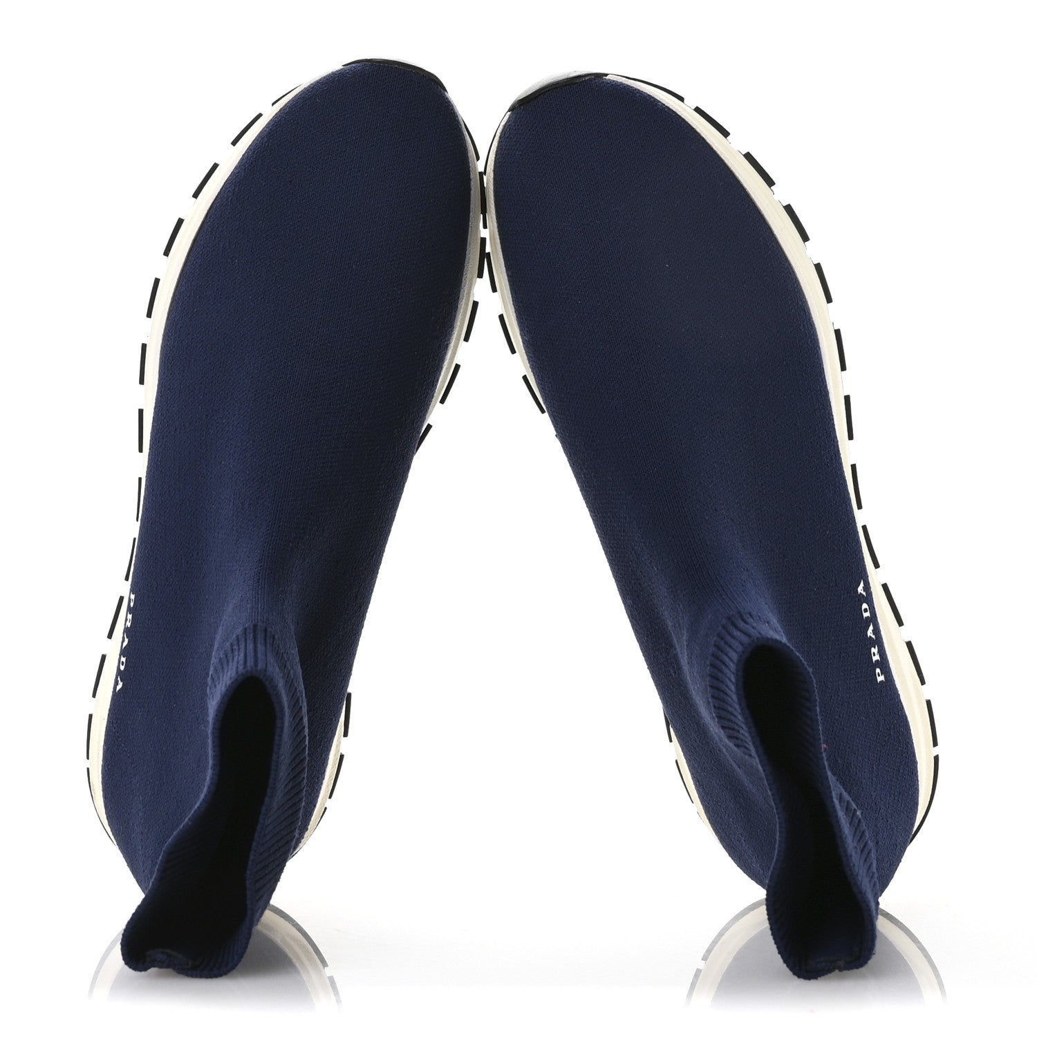 Prada Knit Fabric Logo Sneakers 39 Navy 2 of 7