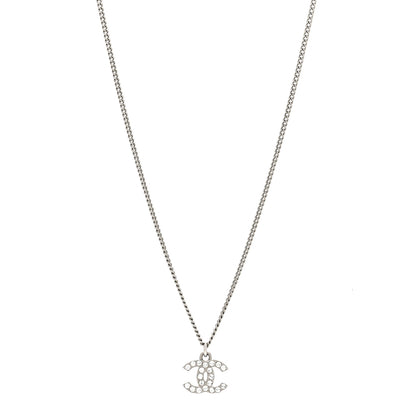 Chanel Crystal Timeless CC Necklace Silver 1 of 5