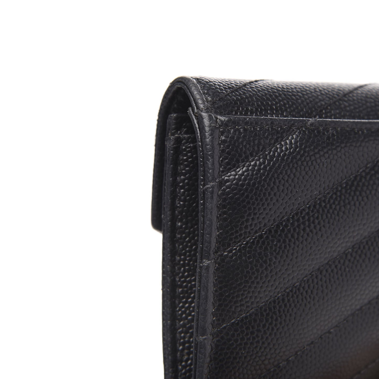 Grain De Poudre Matelasse Chevron Small Monogram Envelope Wallet Black
