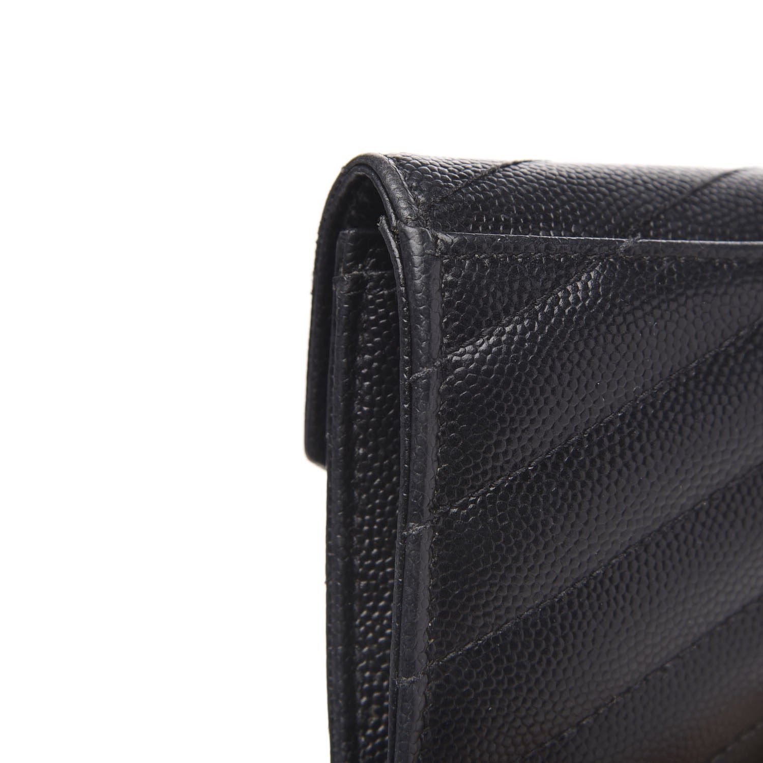 Saint Laurent Grain De Poudre Matelasse Chevron Small Monogram Envelope Wallet Black 9 of 9
