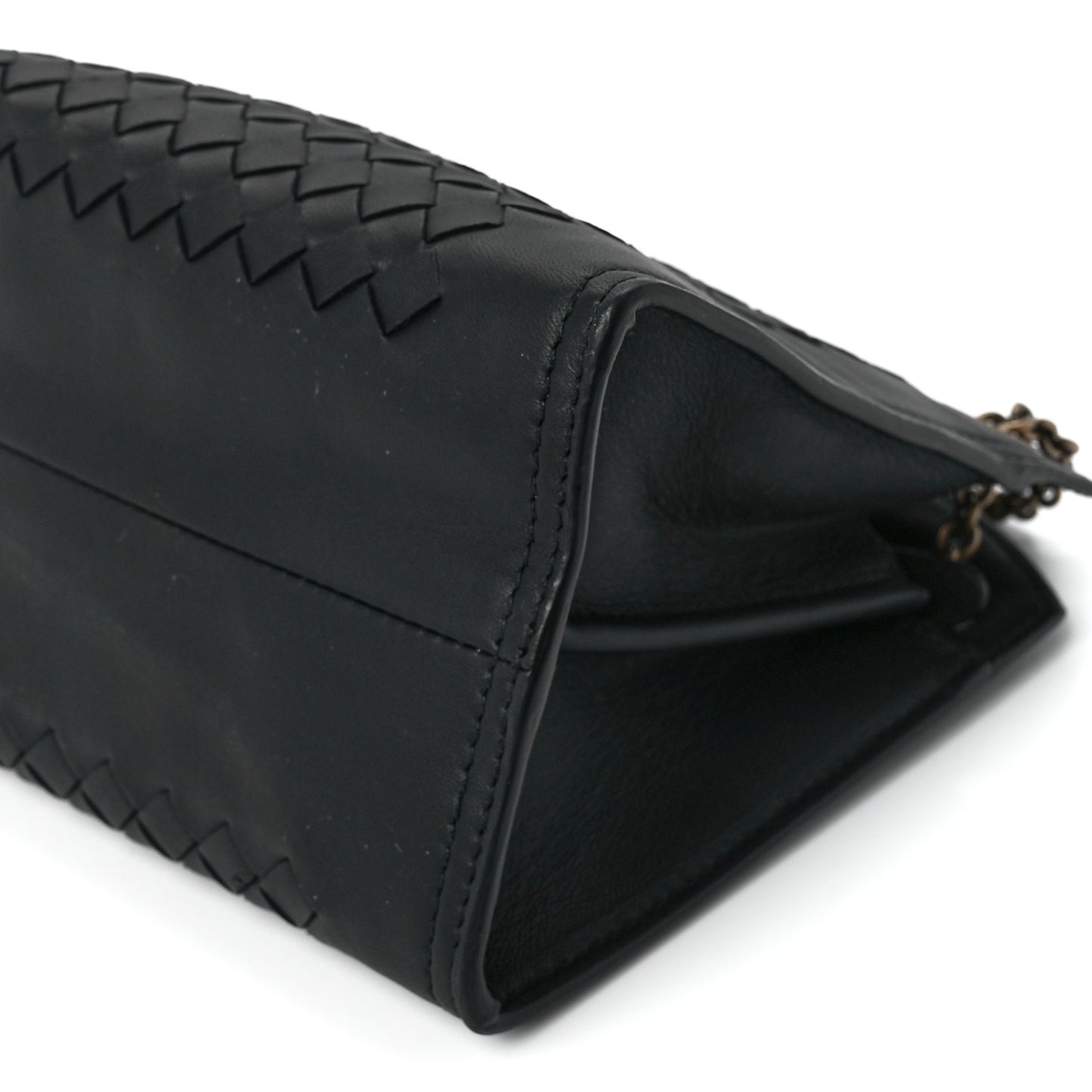 Nappa Intrecciato Chain Crossbody Black