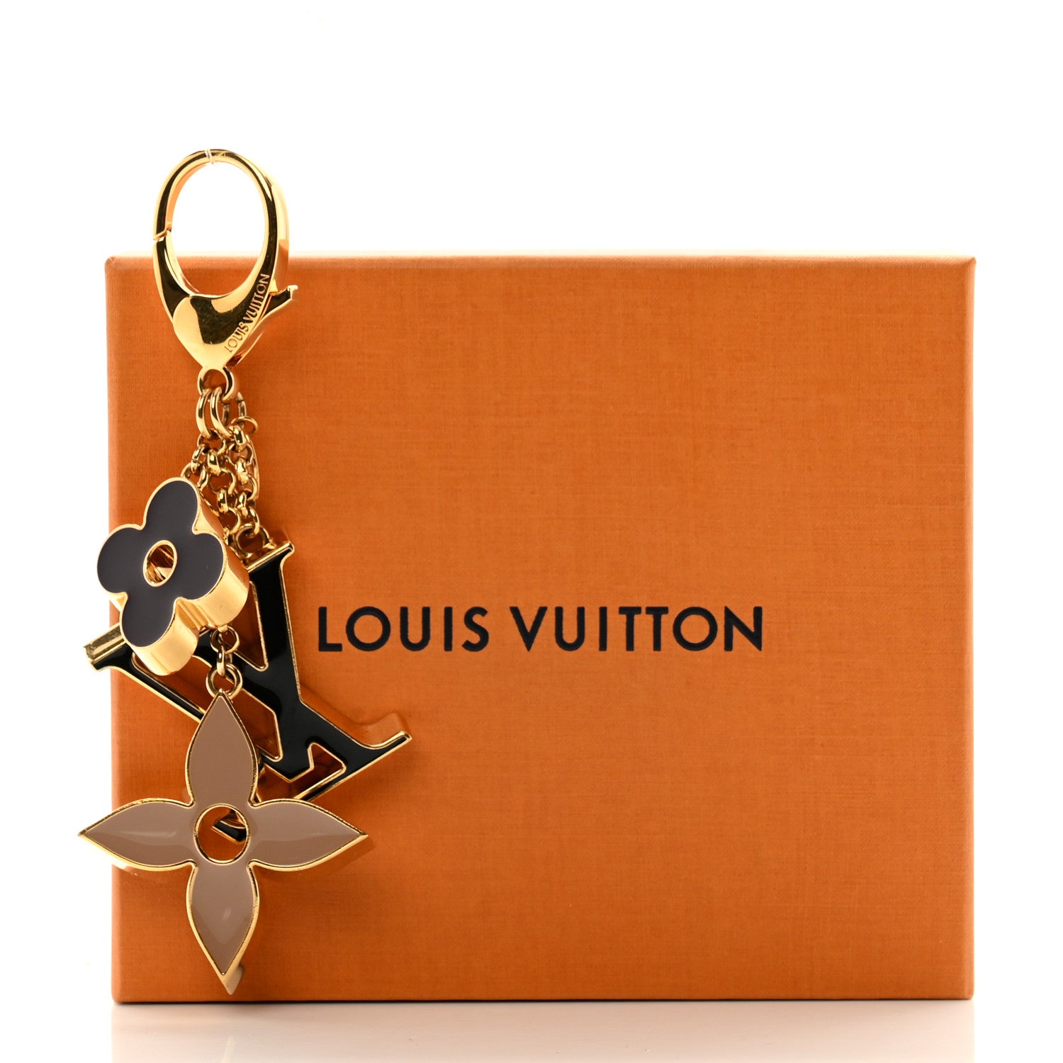 Louis Vuitton Metal Enamel Fleur De Monogram Bag Charm Dore 6 of 6