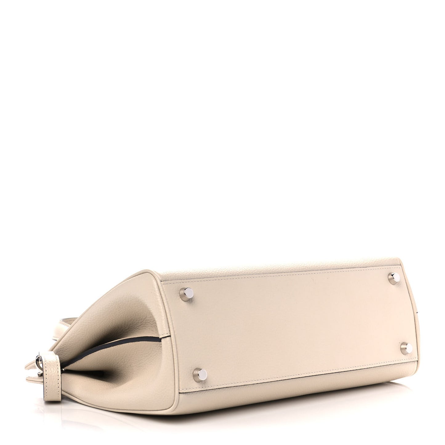 Grainy Calfskin Small Zumi Top Handle Bag Mystic White