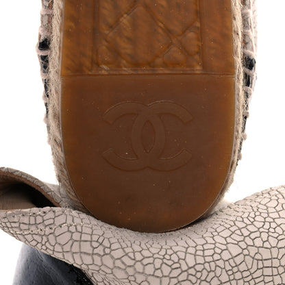 Chanel Crackled Calfskin High Top Espadrilles 38 Light Beige Black 7 of 10