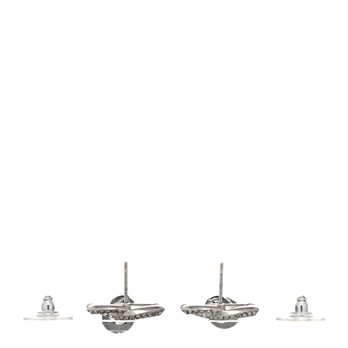 Crystal Pearl CC Drop Earrings Silver Grey