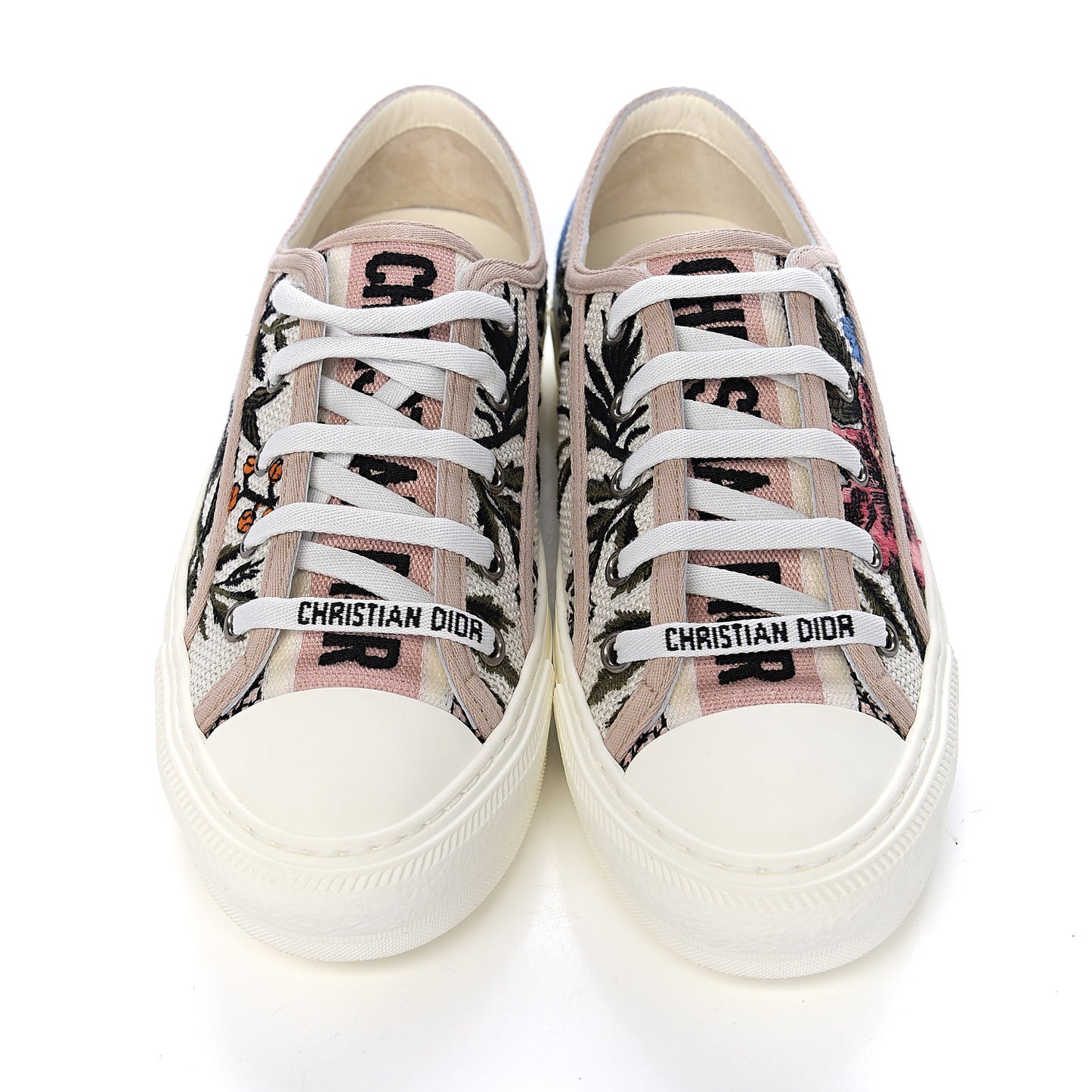 Canvas Rosa Mutabilis Embroidered Womens Walk'N'Dior Low Top Sneakers 36 Multicolor