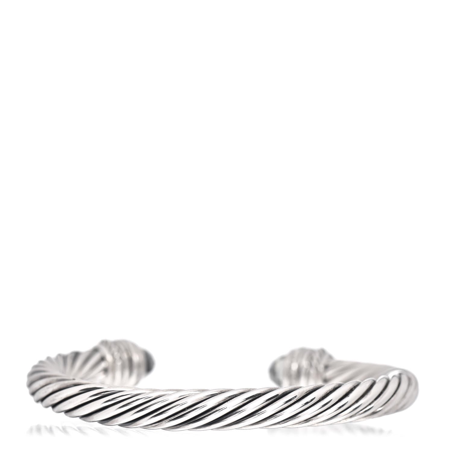 David Yurman Sterling Silver Diamond Prasiolite 7mm Cable Classics Crossover Bracelet 3 of 4
