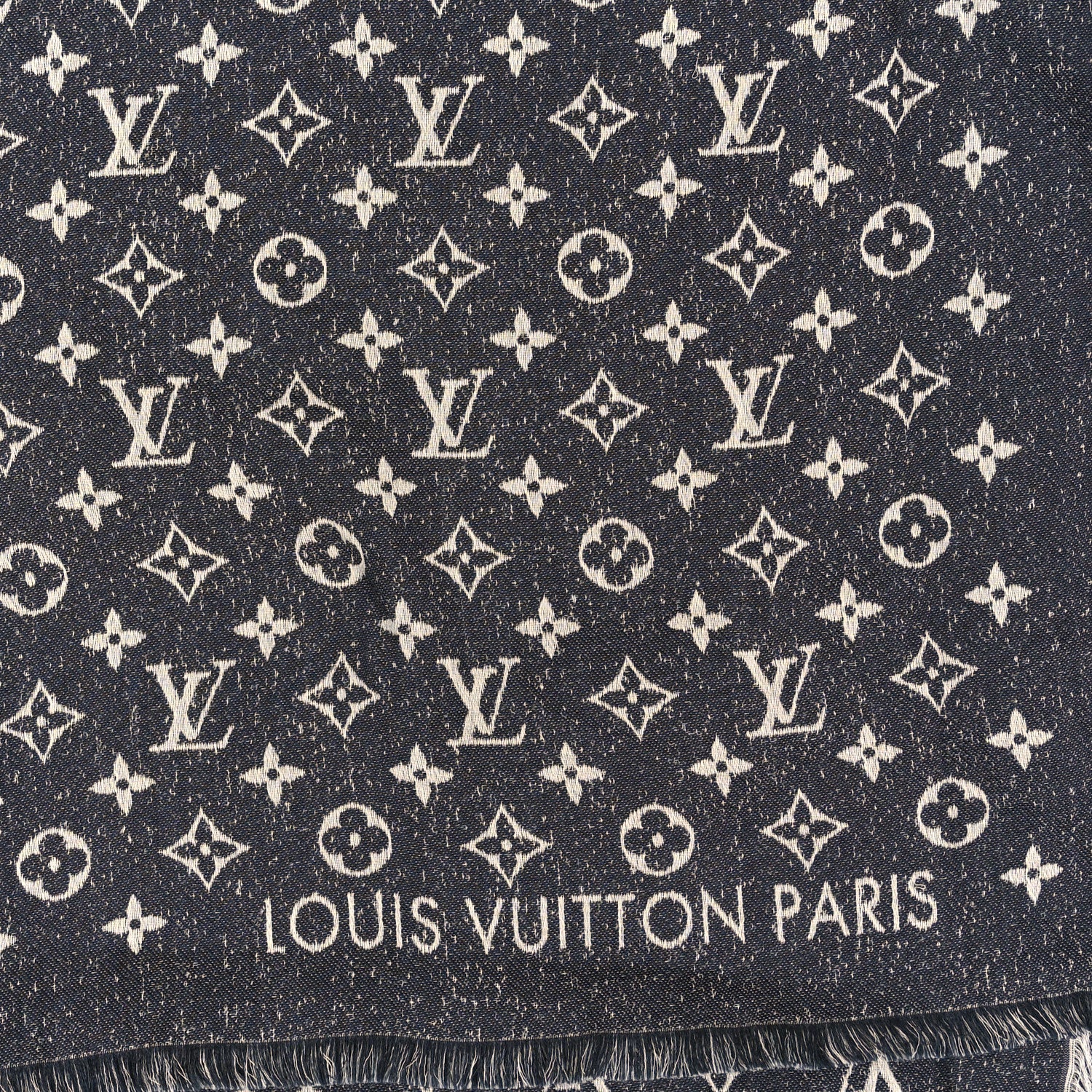 Louis Vuitton Cotton Wool Silk My Daily Denim Shawl Blue 2 of 3