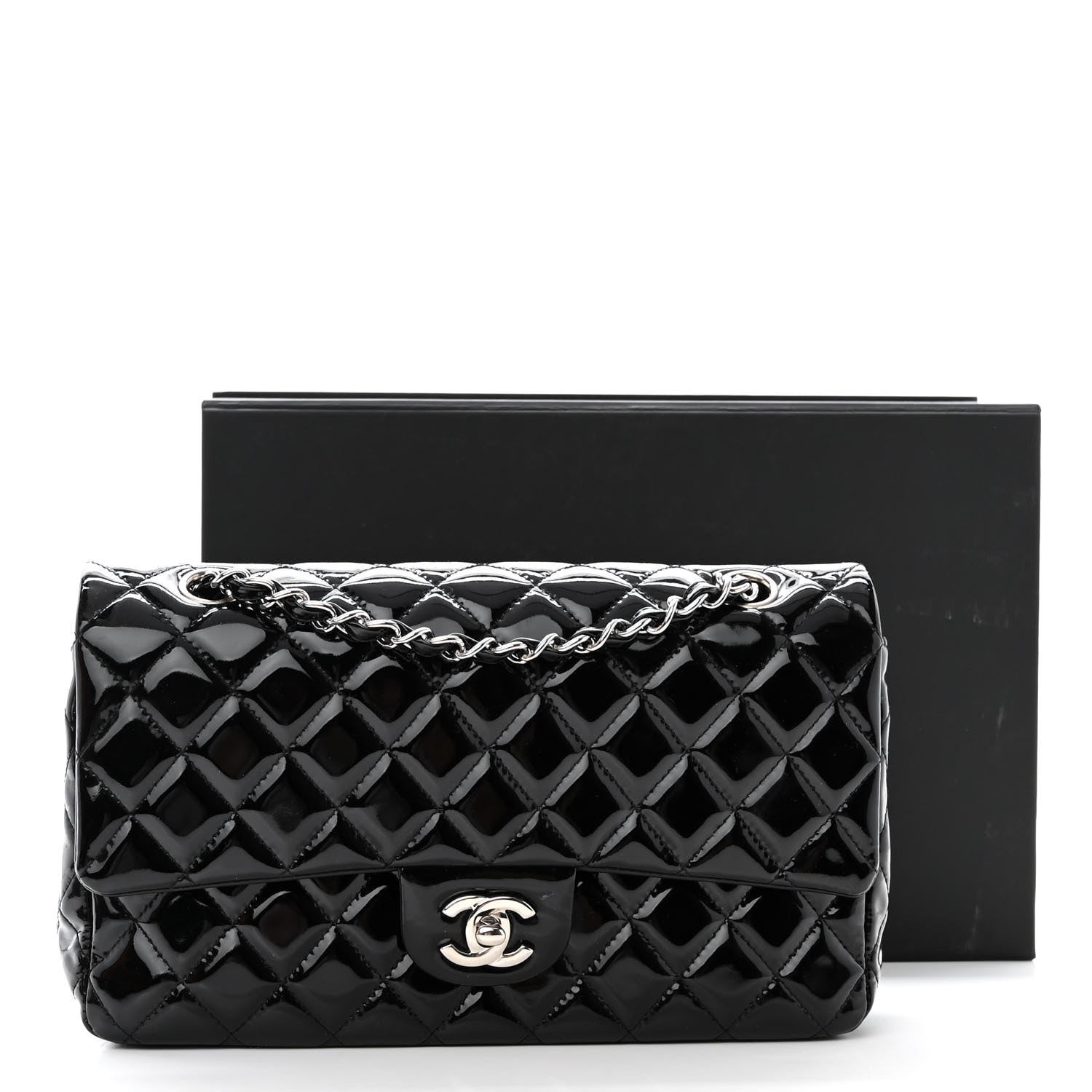 Chanel Patent Quilted Medium Double Flap Black 11 of 11