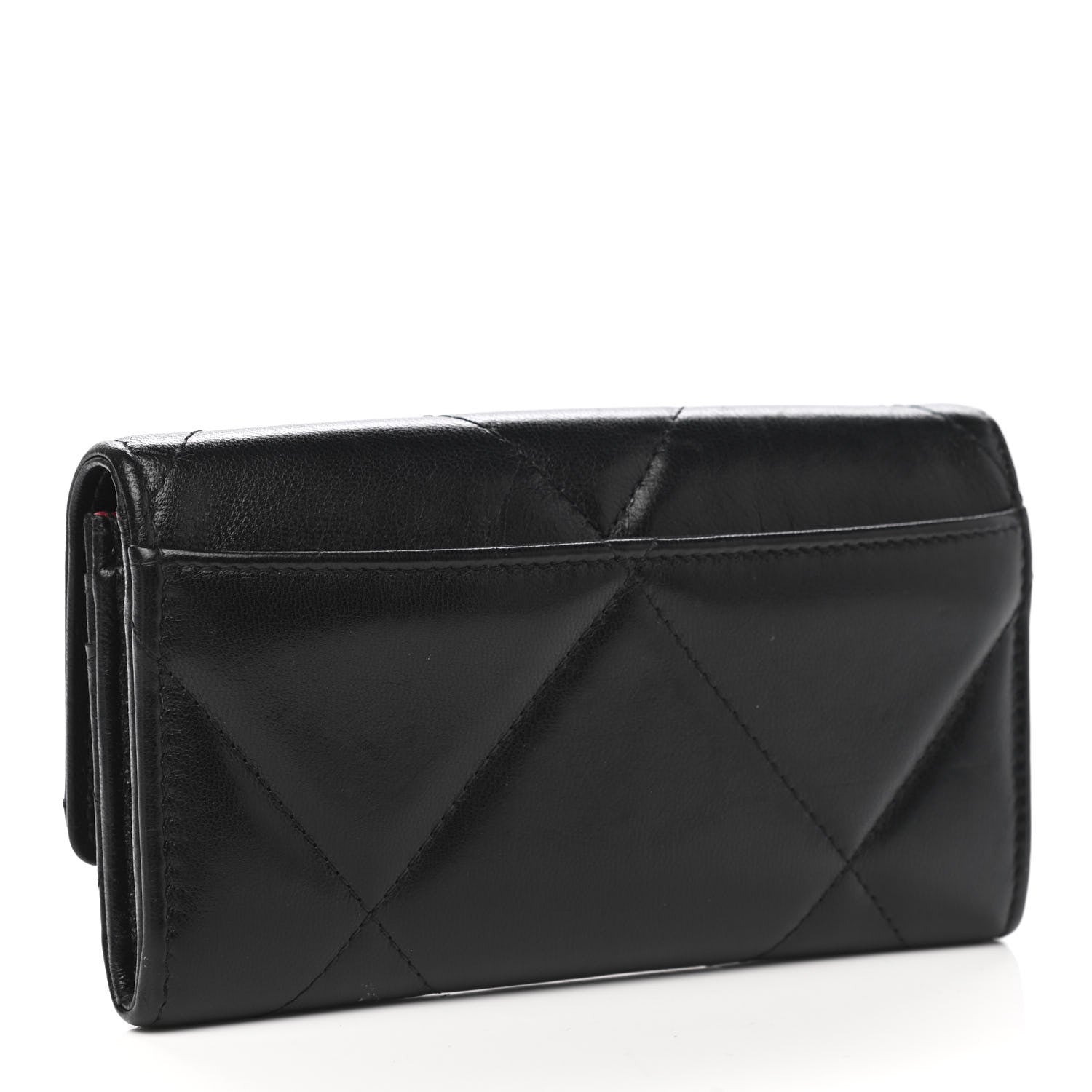 Chanel Shiny Goatskin Quilted Chanel 19 Flap Wallet Black 3 of 9