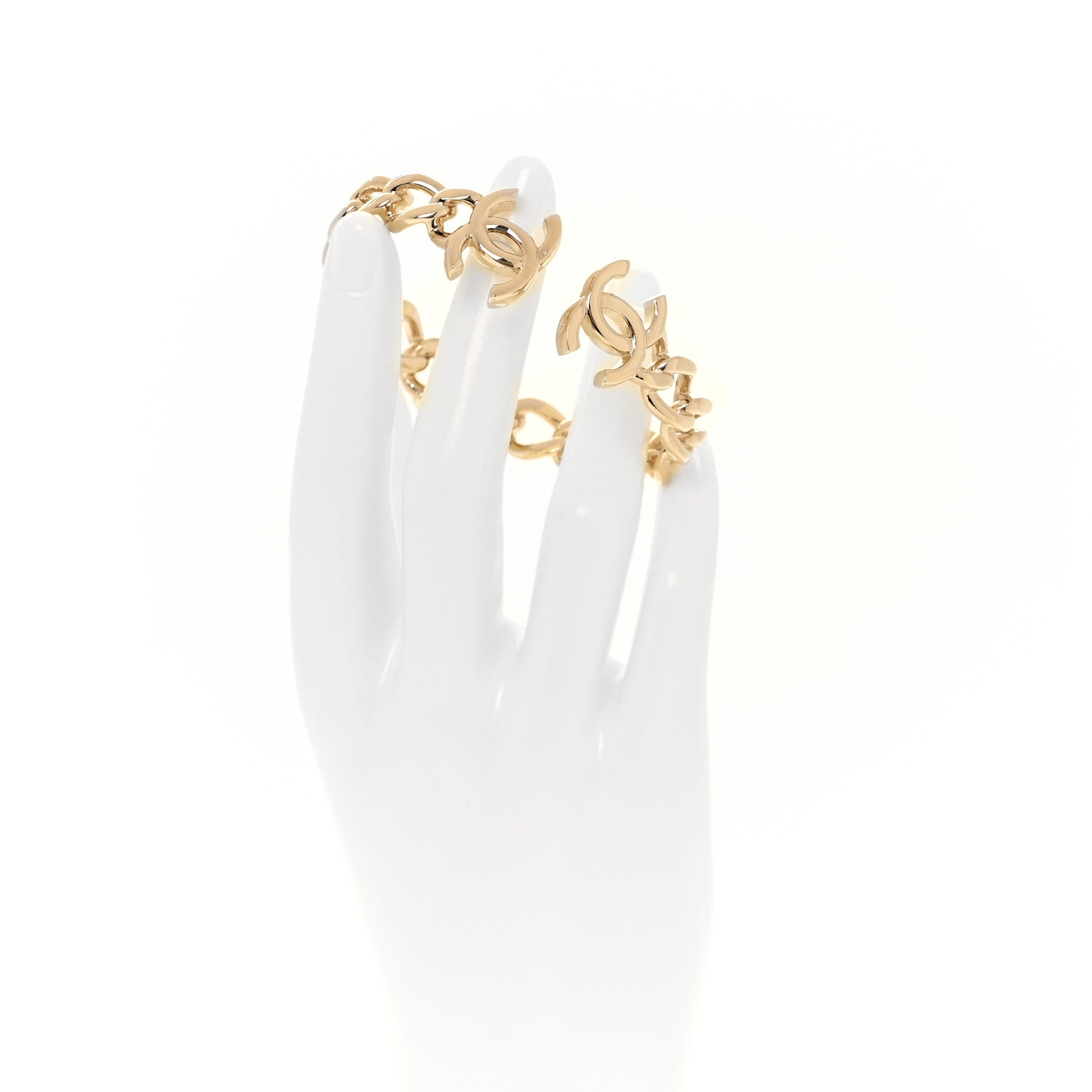 Chanel Metal CC Chain Link Cuff Bracelet Gold 2 of 4