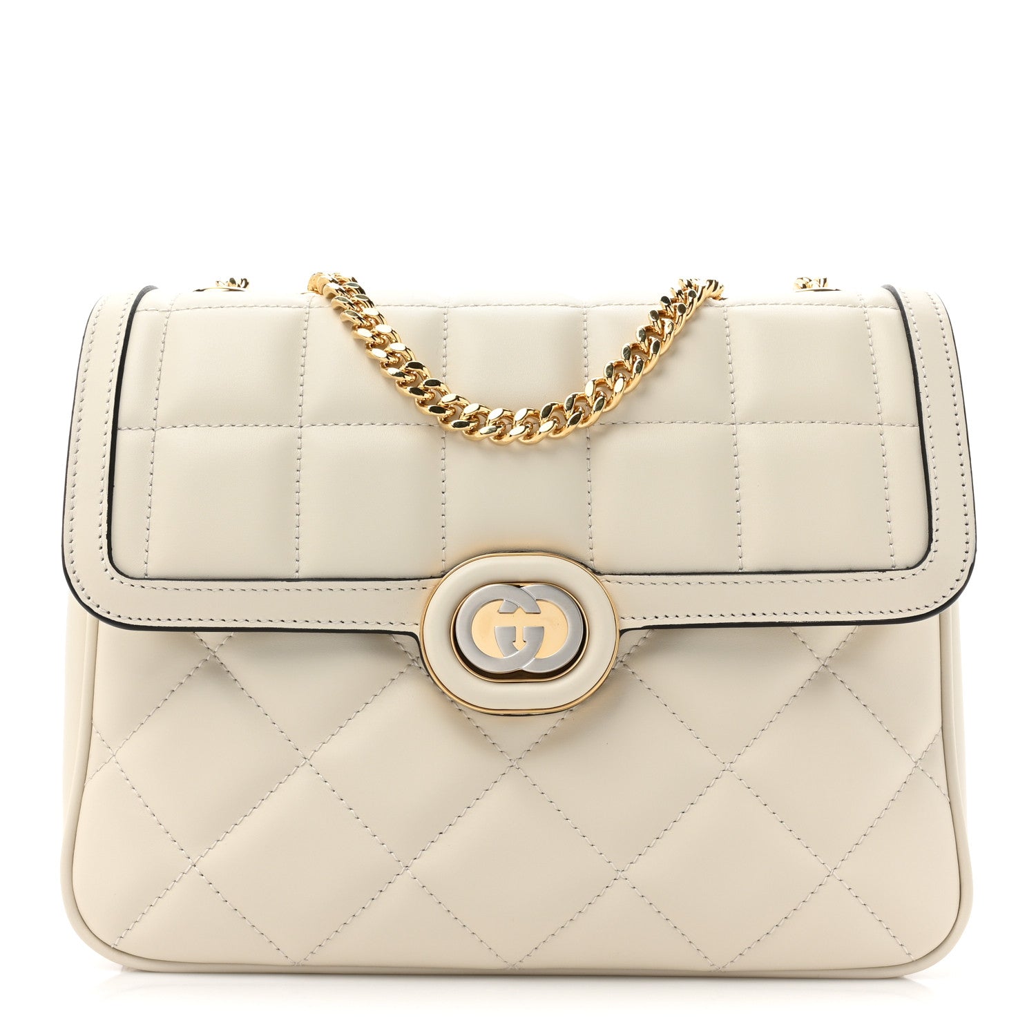 Gucci Calfskin Quilted Small Deco Shoulder Bag Mystic White 1 of 13