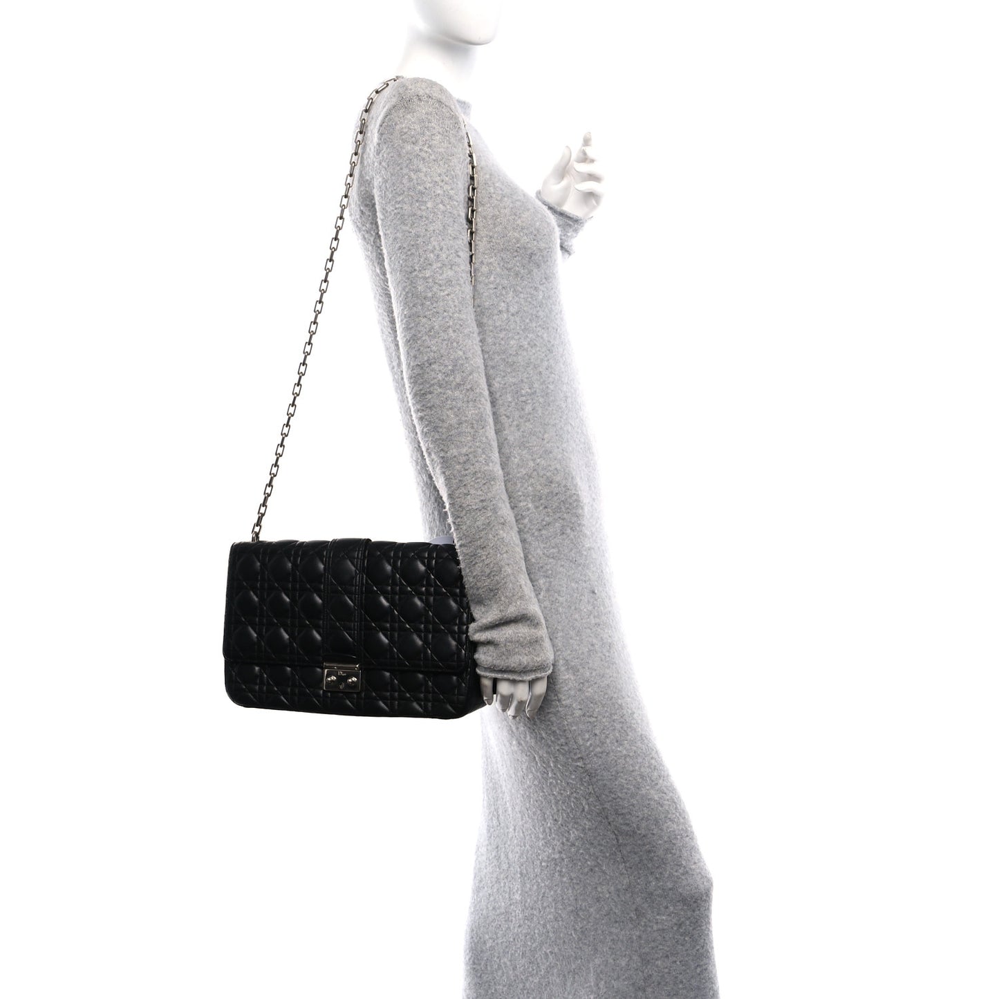 Lambskin Cannage Large Miss Dior Flap Black
