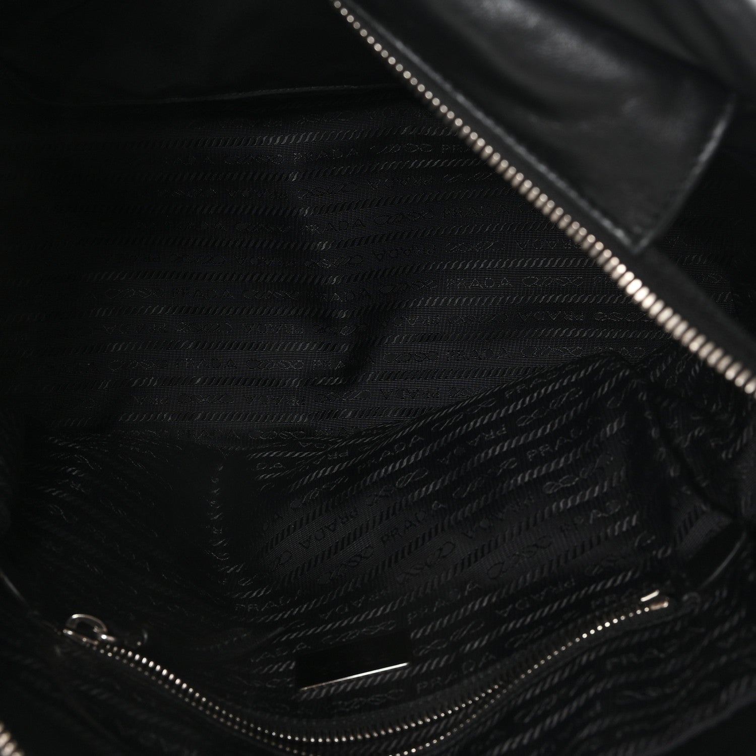 Prada Nappa Nylon Soft Padded Shopping Tote Black Blue 5 of 10