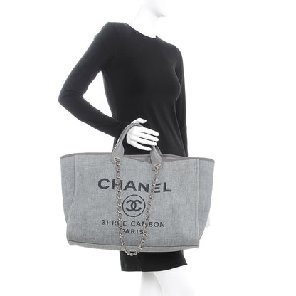 Chanel Canvas Large Deauville Tote Grey 3 of 8