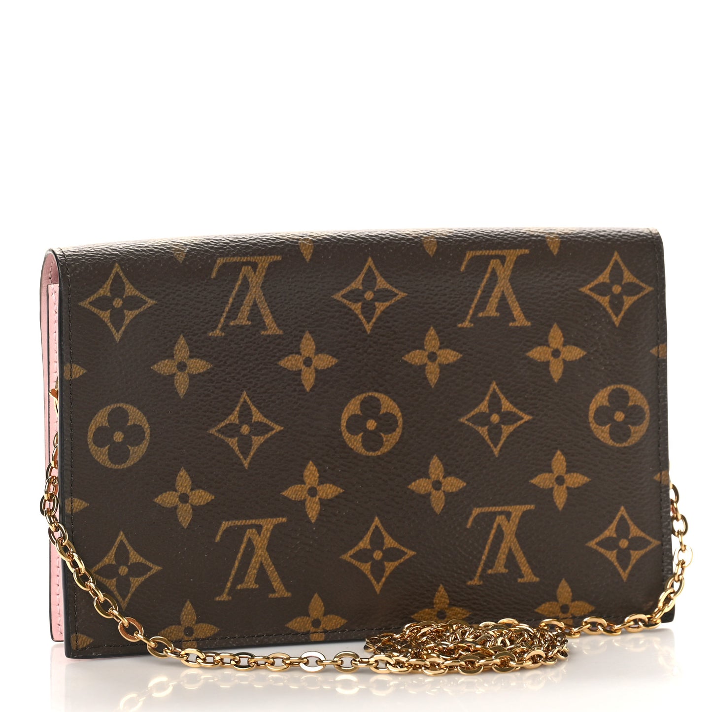 Monogram Flore Chain Wallet Rose Ballerine