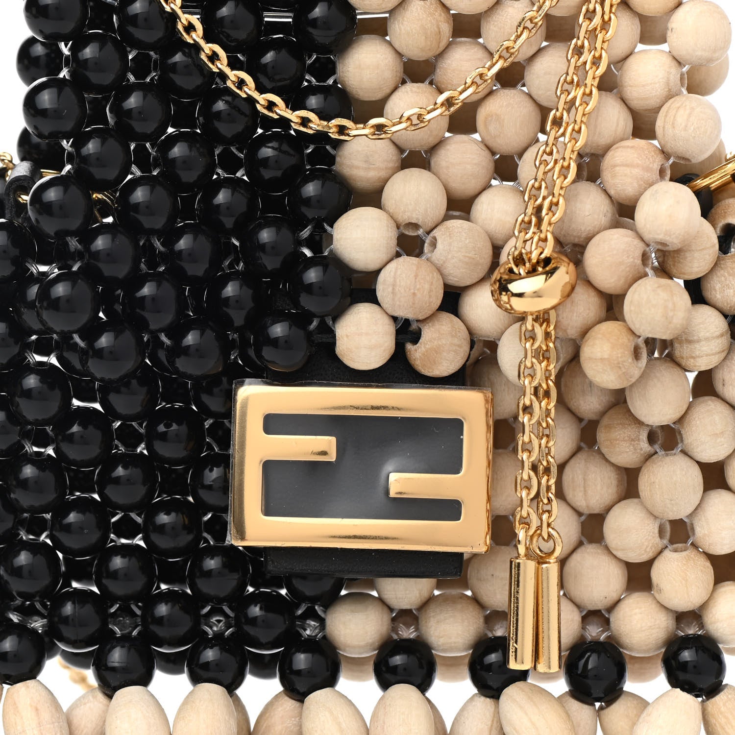 Fendi Acrylic Wood Beaded Pico Baguette Charm Natural 8 of 11