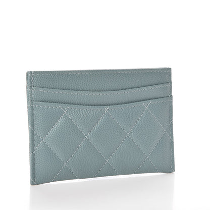 Chanel Iridescent Caviar Quilted Card Holder Light Blue 3 of 9