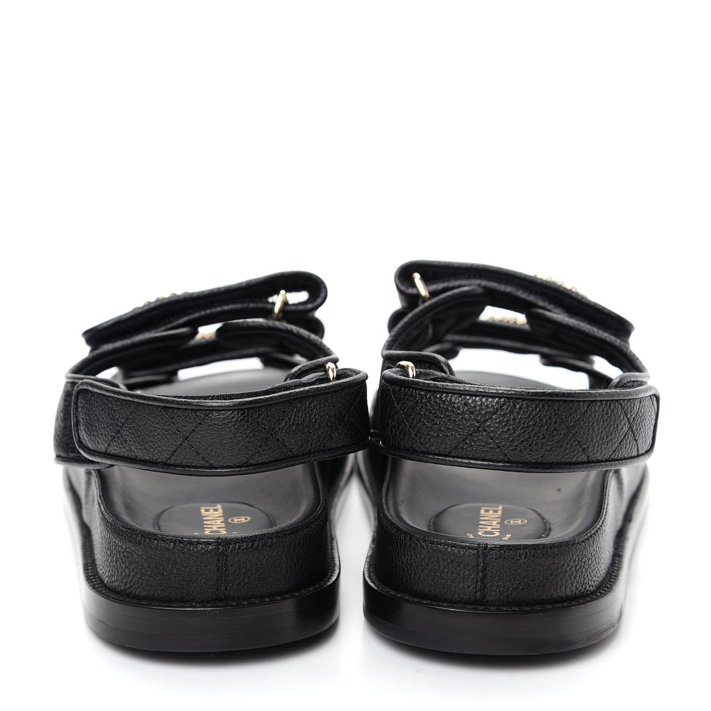 Grained Calfskin Velcro Dad Sandals 39.5 Black