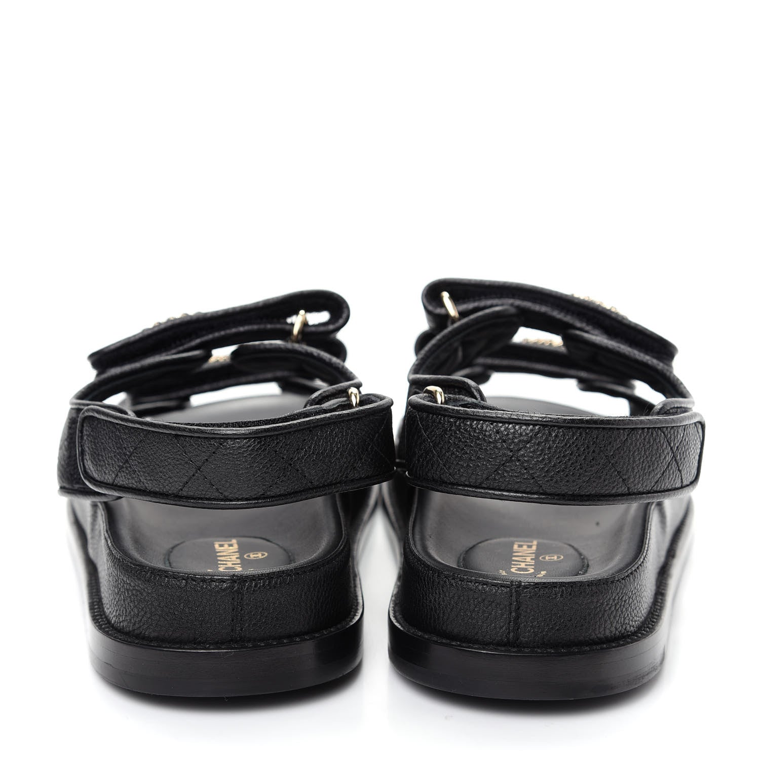 Chanel Grained Calfskin Velcro Dad Sandals 39.5 Black 7 of 11