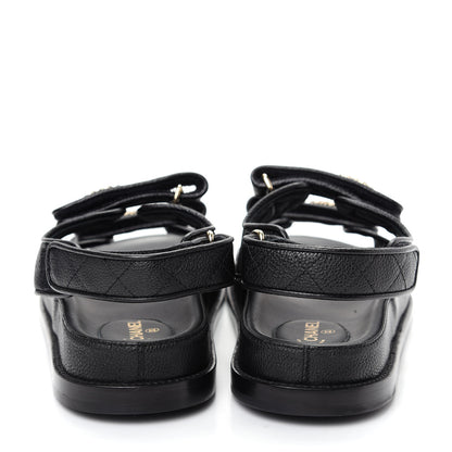 Chanel Grained Calfskin Velcro Dad Sandals 39.5 Black 7 of 11