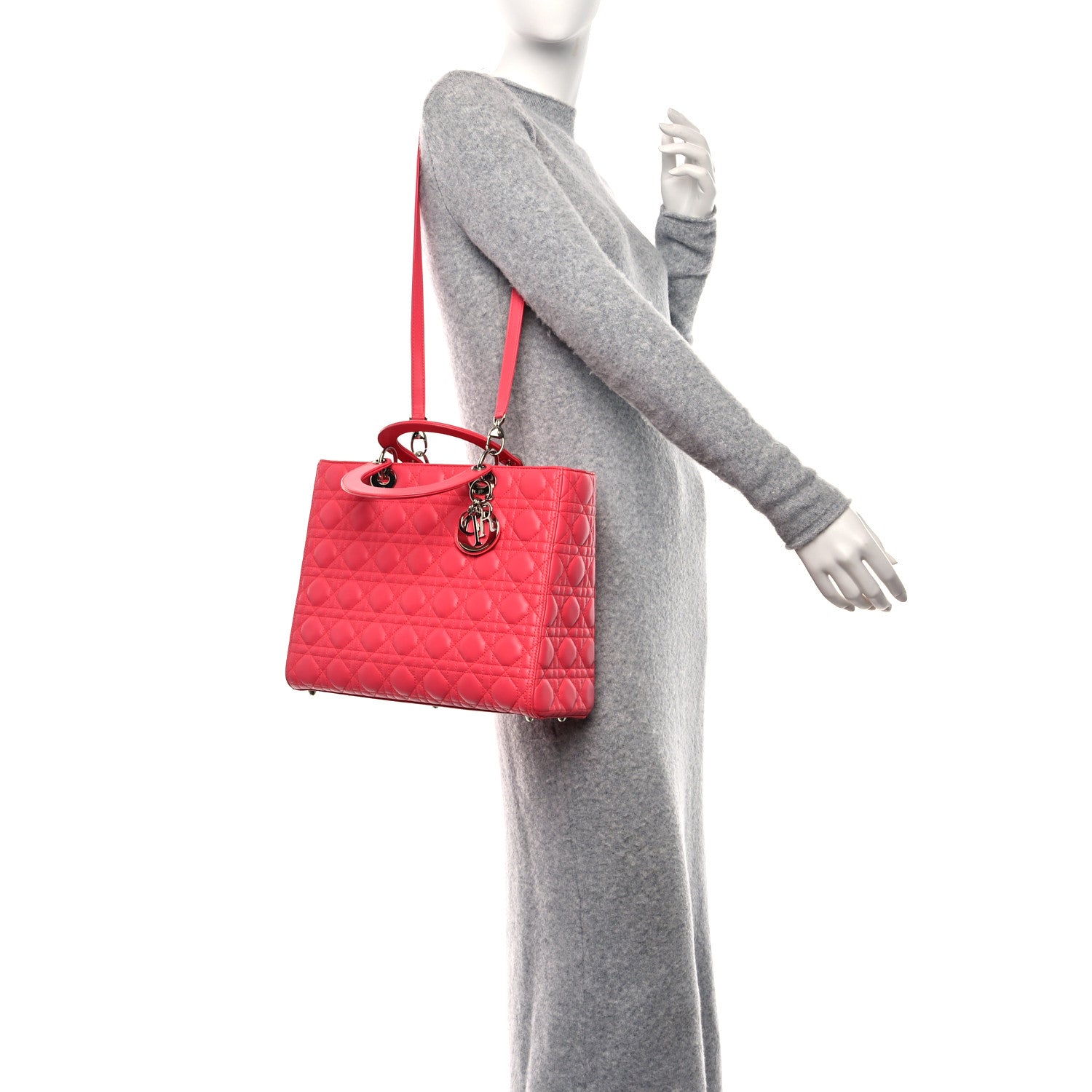 Christian Dior Lambskin Cannage Large Lady Dior Pink 2 of 11