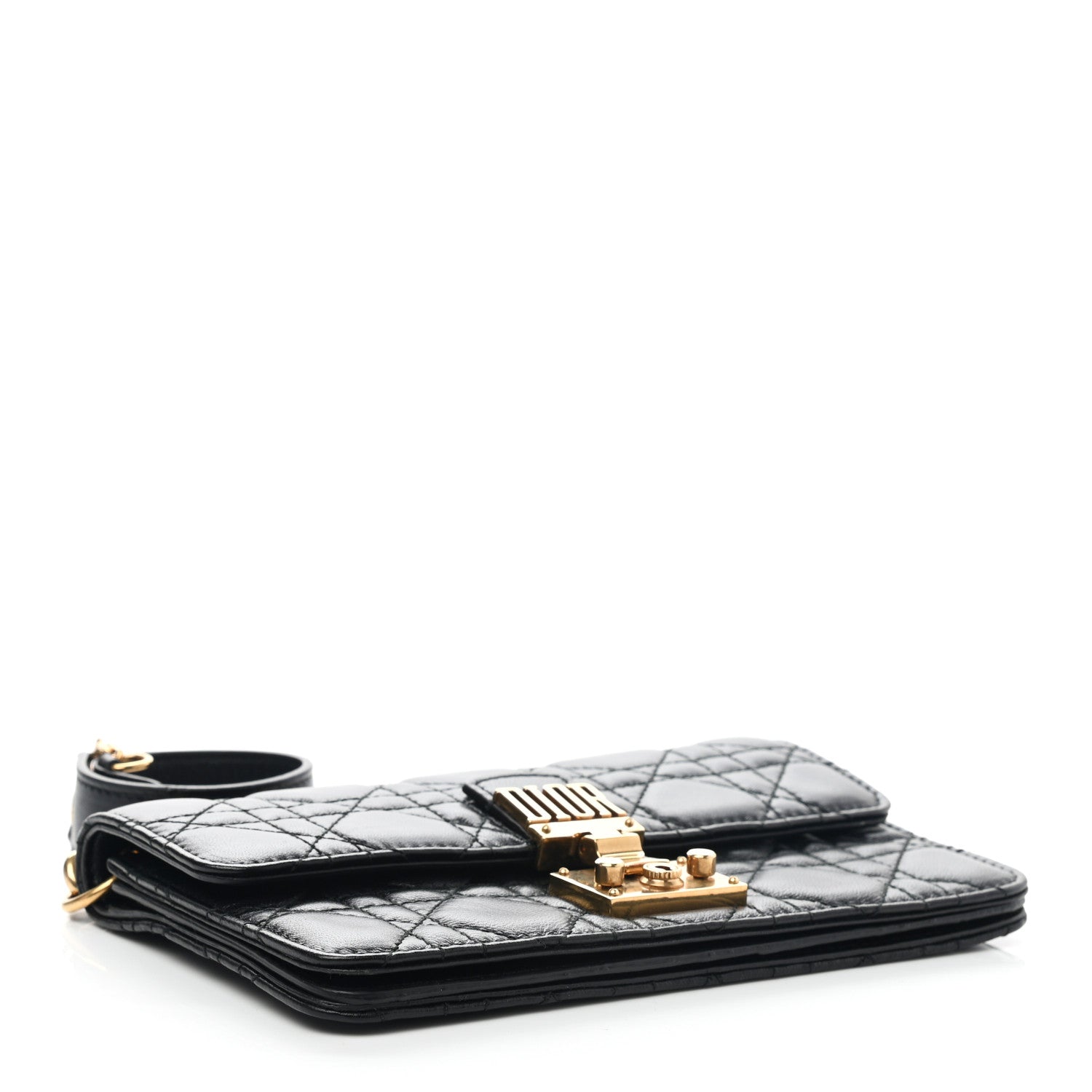 Christian Dior Lambskin Cannage Dioraddict Wristlet Clutch Black 4 of 10