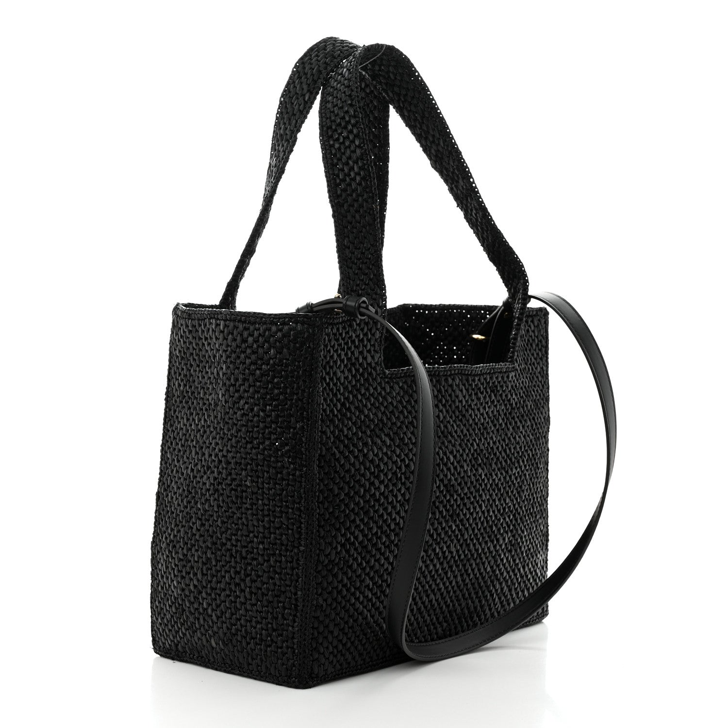 Loewe Raffia Medium Paula's Ibiza Logo Tote Black White 3 of 10
