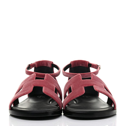 Hermes Velvet Santorini Sandals 38 Bois De Rose 2 of 8