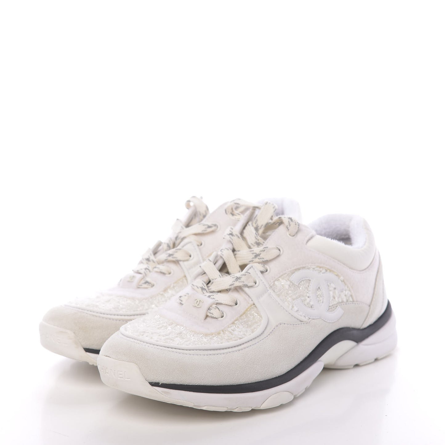 Velour Tweed CC Sneakers 39.5 White