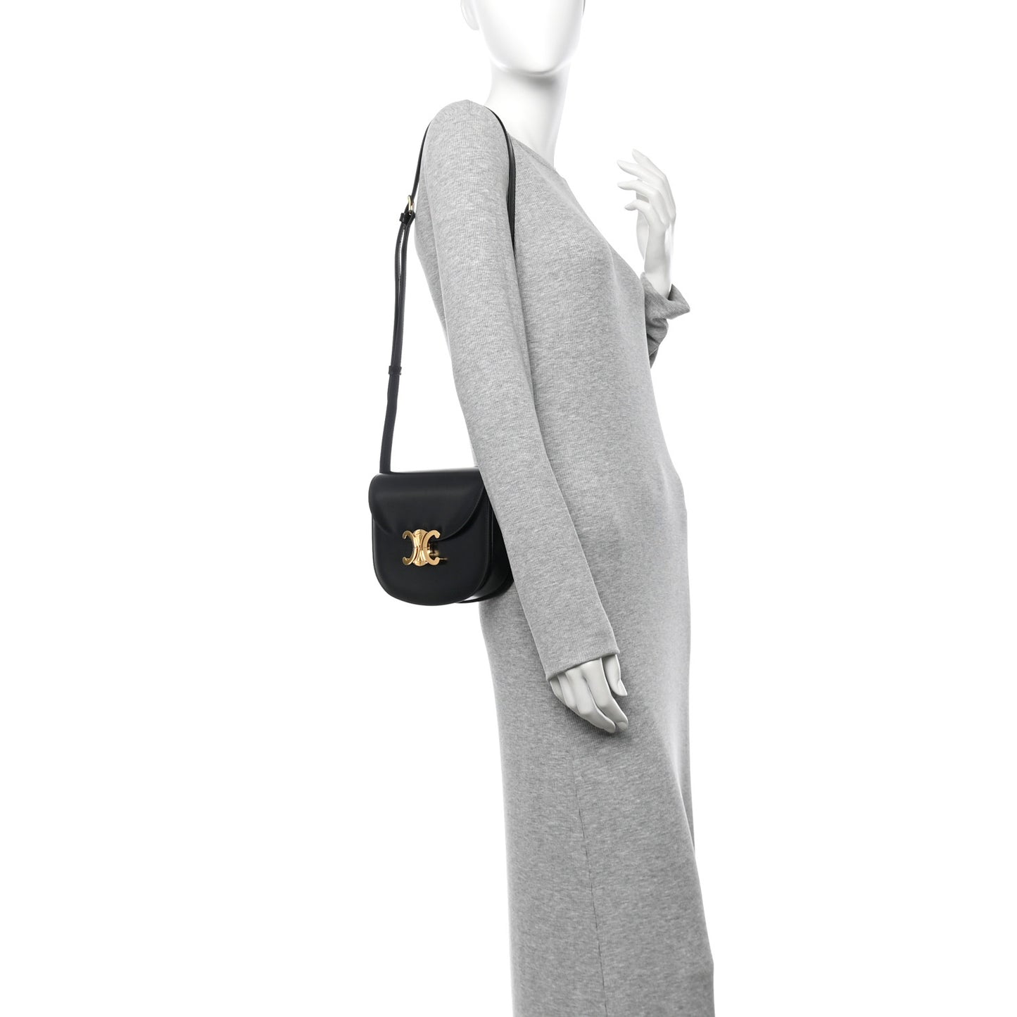 Shiny Calfskin Besace Clea Triomphe Black