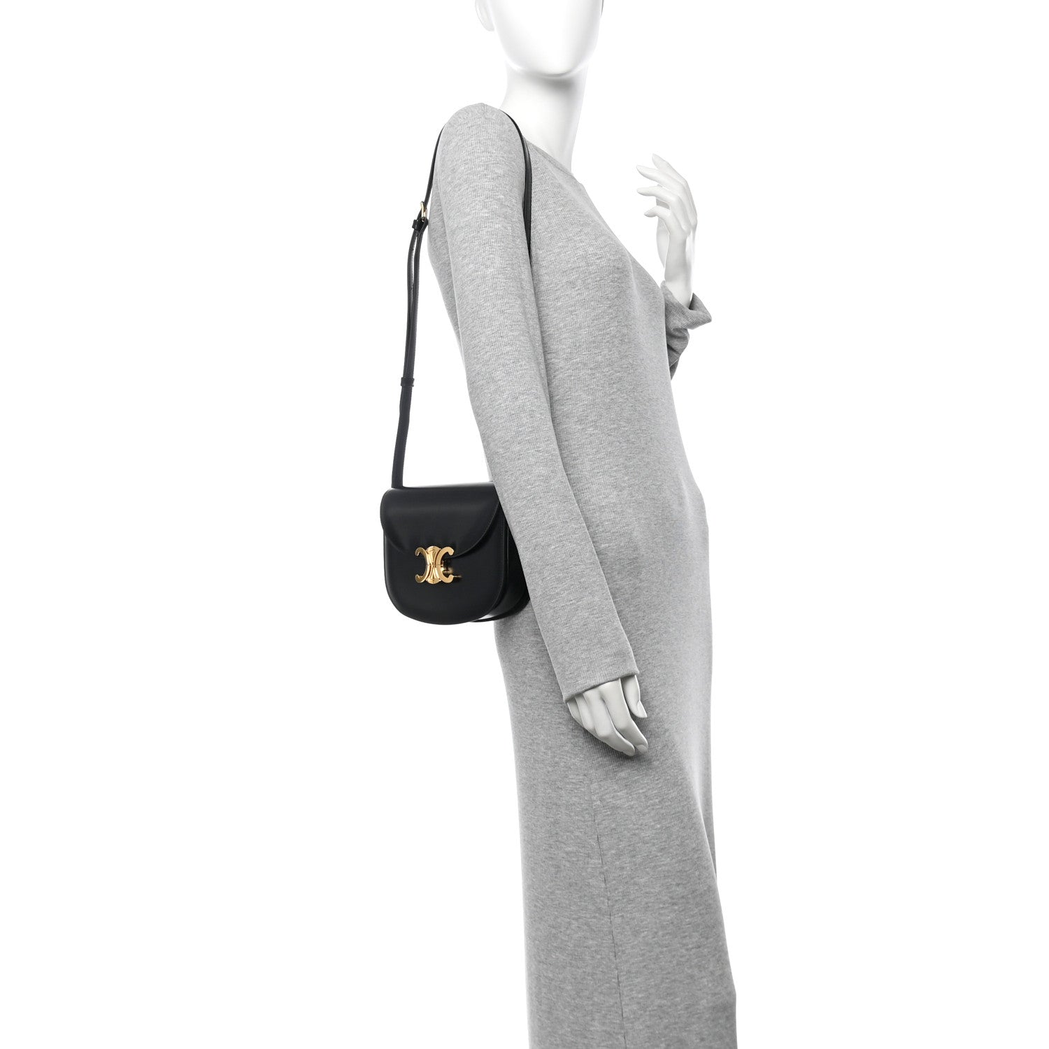 Celine Shiny Calfskin Besace Clea Triomphe Black 2 of 10