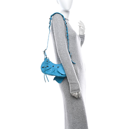 Balenciaga Agneau Arena Le Cagole Shoulder Bag XS Cyan 2 of 9