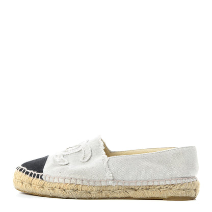 Chanel Linen CC Espadrilles 39 Beige Black 1 of 11