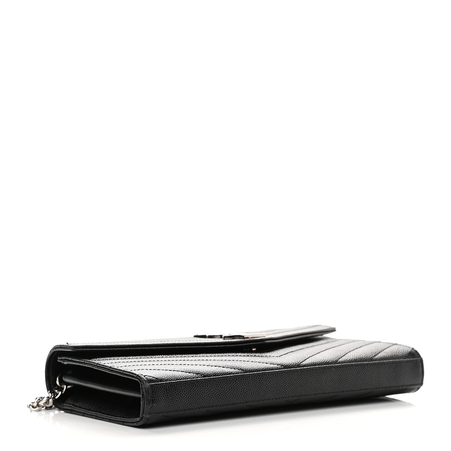 Grain De Poudre Matelasse Chevron Monogram Chain Wallet Black