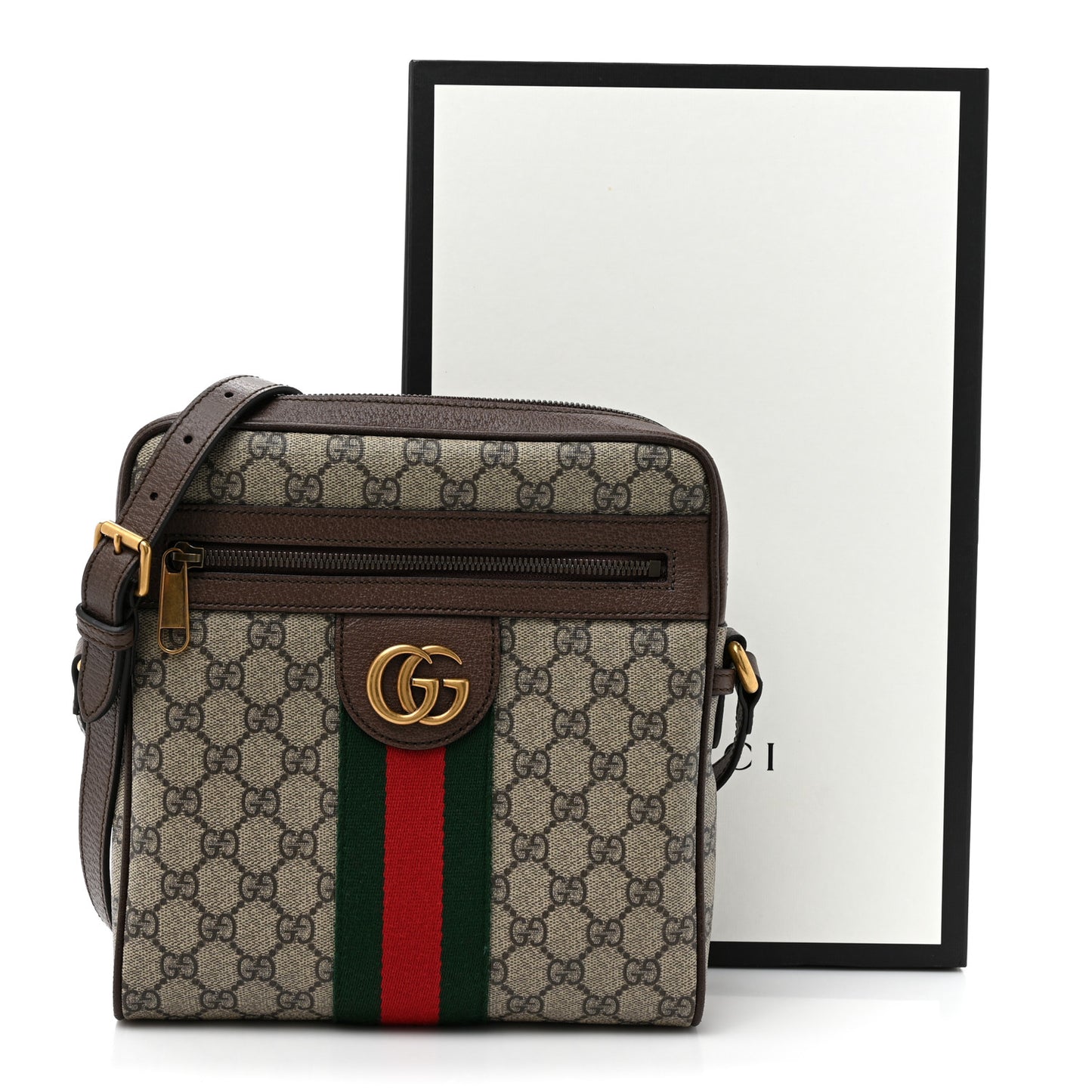 GG Supreme Monogram Web Small Ophidia Messenger Bag Brown