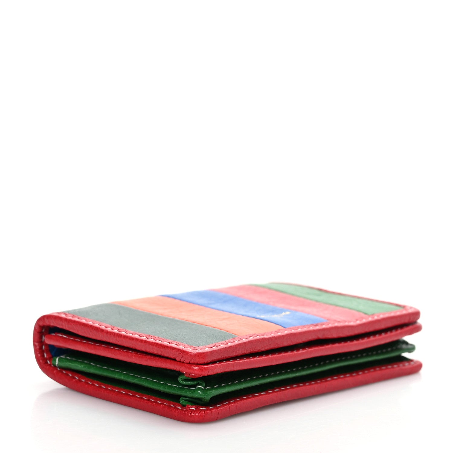 Balenciaga Agneau Arena Multicolore Bazar Bi-Fold Card Case Vert Emeraude Black 4 of 8