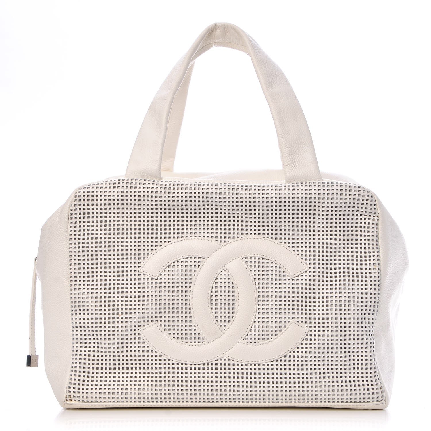 Chanel Caviar Perforated Bowler White 1 of 12
