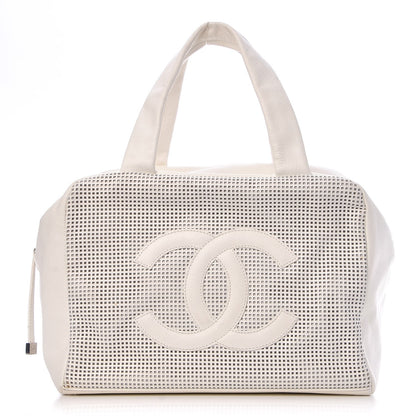 Chanel Caviar Perforated Bowler White 1 of 12